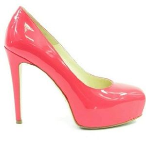 Brian Atwood Hot Pink Patent Leather Platform Pump.